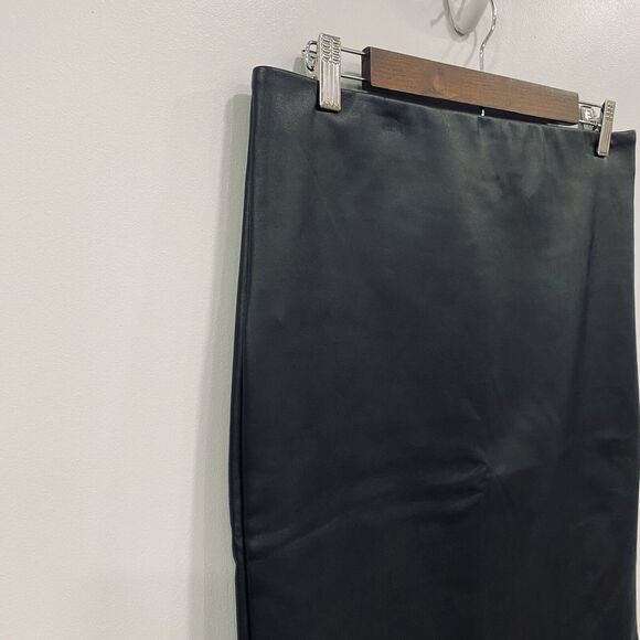 LOFT NWT M Black Vegan Leather Pull On Mini Pencil Skirt Gothic Office Siren - Picture 8 of 13